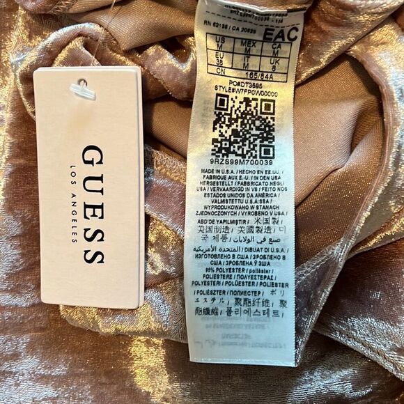 NWT Guess Women's Prism Pink Carrie Crush Velvet Twist Tie Crop Top - Picture 7 of 8